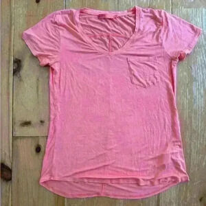 Prana Pink Stretchy Short Sleeve V Neck Shirt Size XS